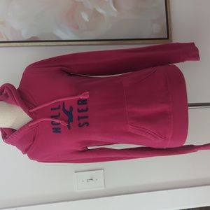 Pink Hollister Hoodie with Stitched Felt Lettering Size Small